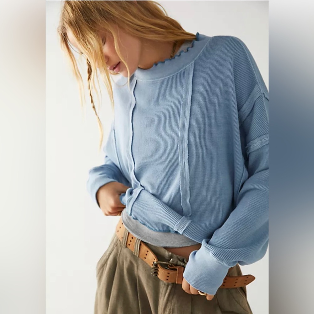 NWT Free People / We The Free Ellie Thermal Henley size large